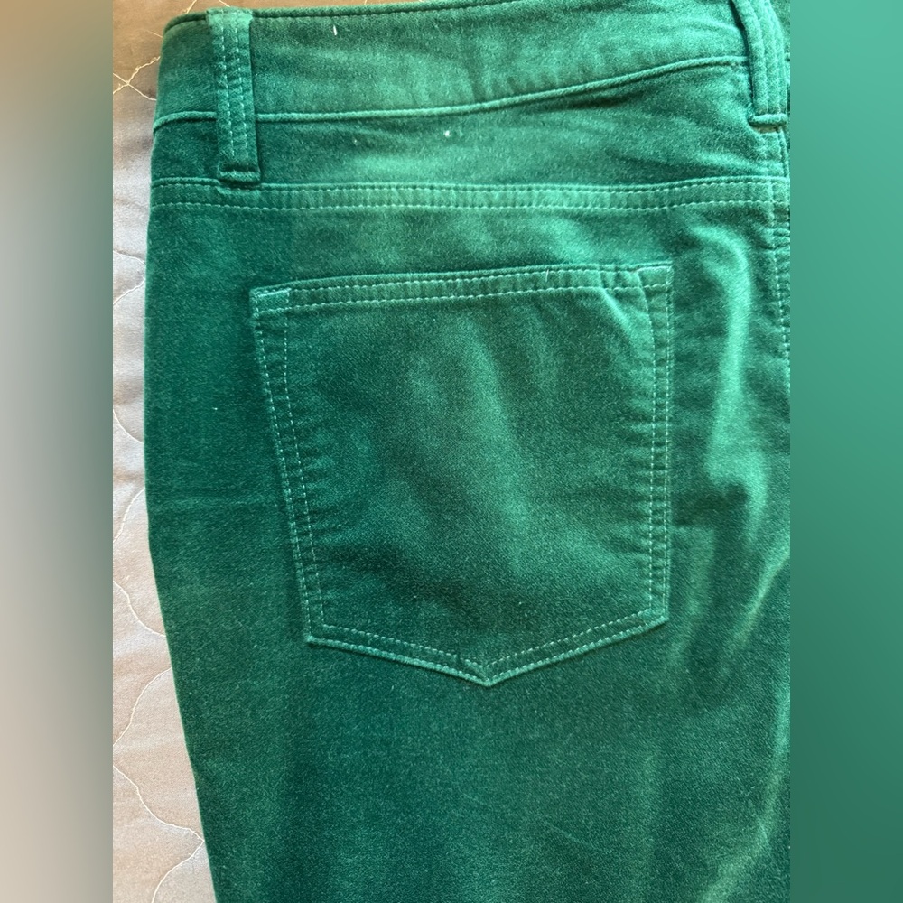 Talbots Velveteen Straight Leg Pants, Green - Picture 3 of 3